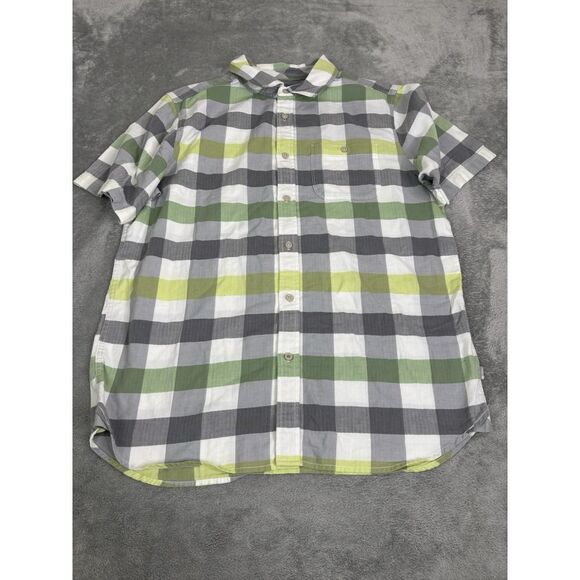 The North Face Short Sleeve Button Down Shirt Men's Size Large Green Plaid - Picture 1 of 10